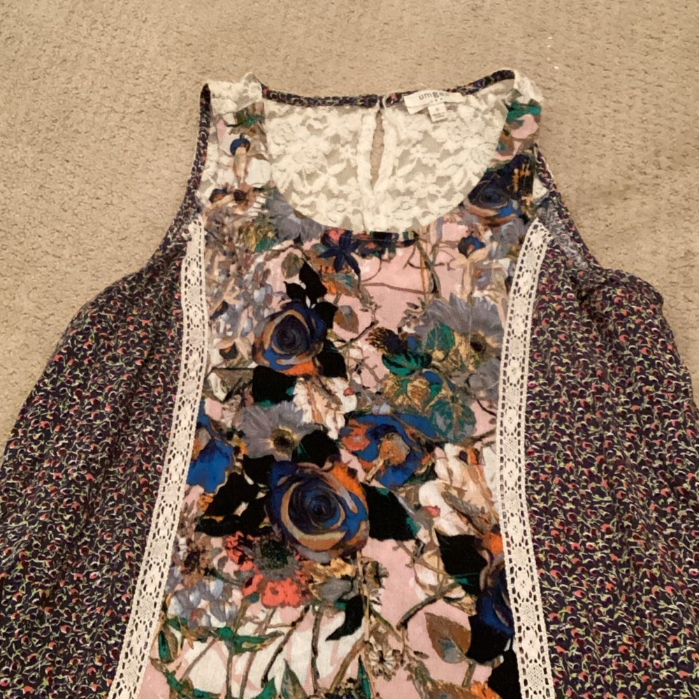 Umgee Floral Lace Mini Dress - Multicolor
